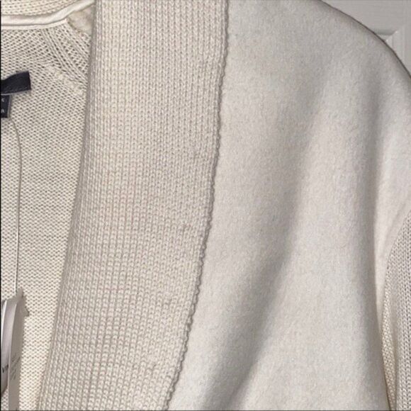 NEW VINCE Shawl Collar Wool Cardigan Wool Sweater Winter White Size Small - Picture 5 of 8